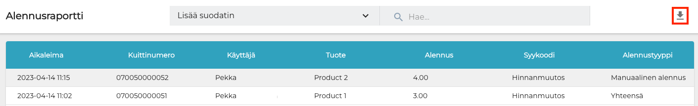 Vie alennusraportti exceliin .png