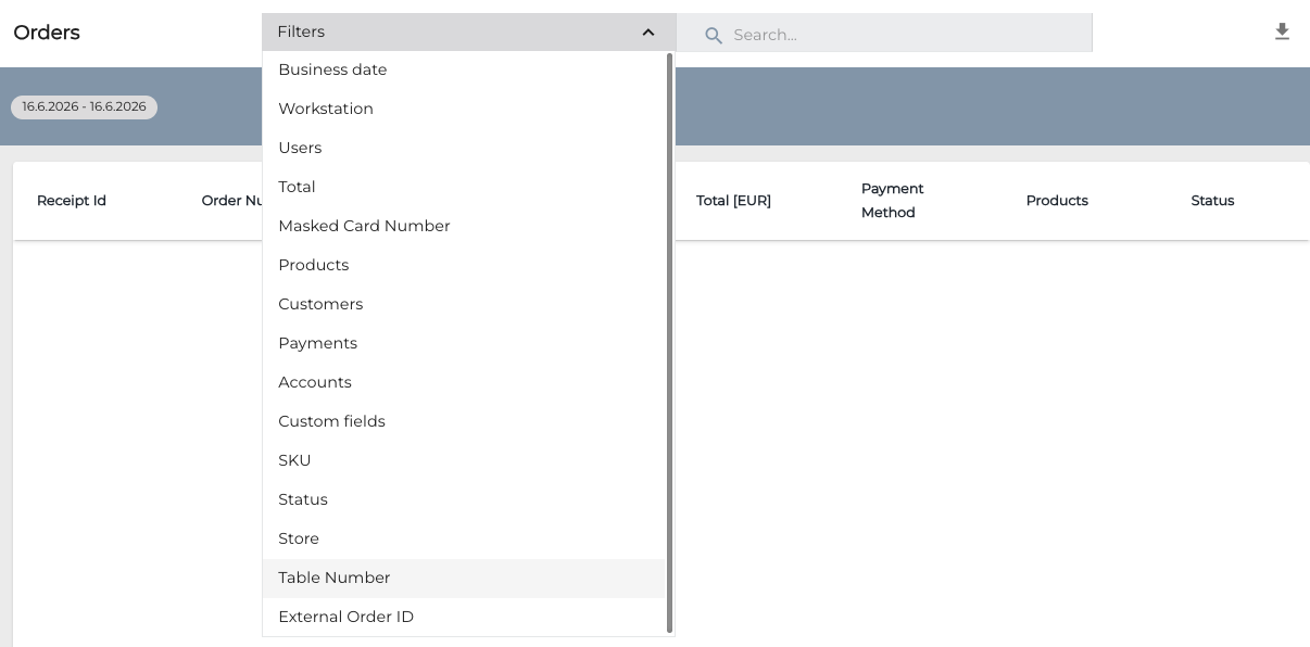 Orders view table number filter.png